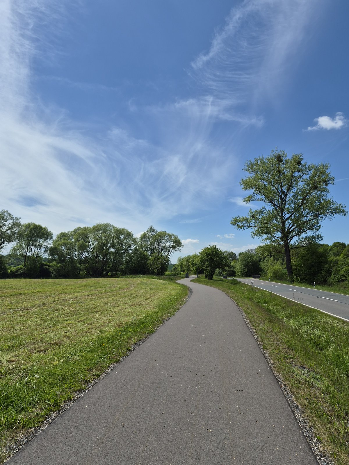 Neuer Geh- und Radweg an der L1037 zwischen Neustadt und Niedersachswerfen, zwischen Feldern geführt.